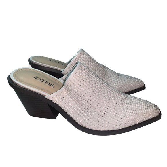 JustFab Womens Sz 8. 5 Subtle Sophisticate Mule Booties Slip On Woven Loafer - Picture 3 of 8